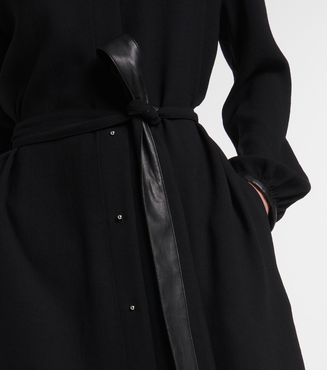 Hemdblusenkleid mit Lederimitat | Vince