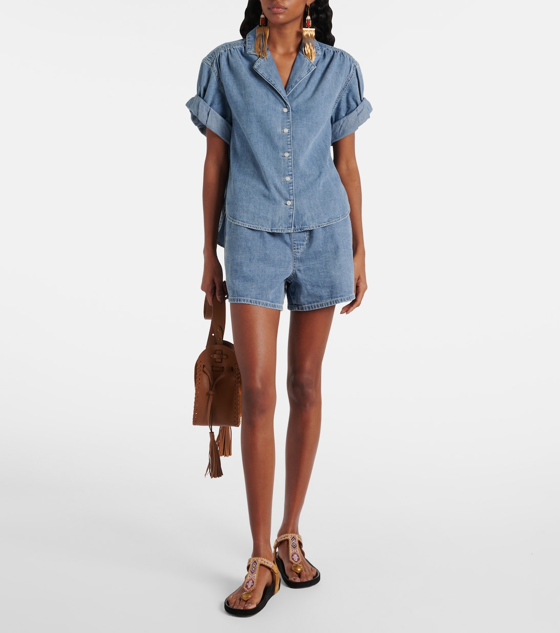 Shorts Wilder de denim de tiro alto | Veronica Beard