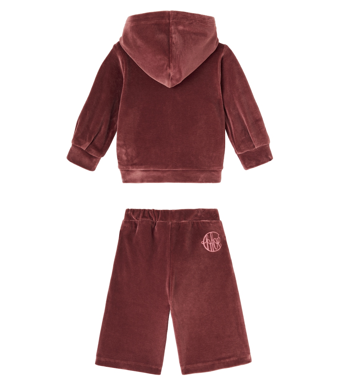 Baby set of cotton velvet hoodie and sweatpants | Chloé Kids