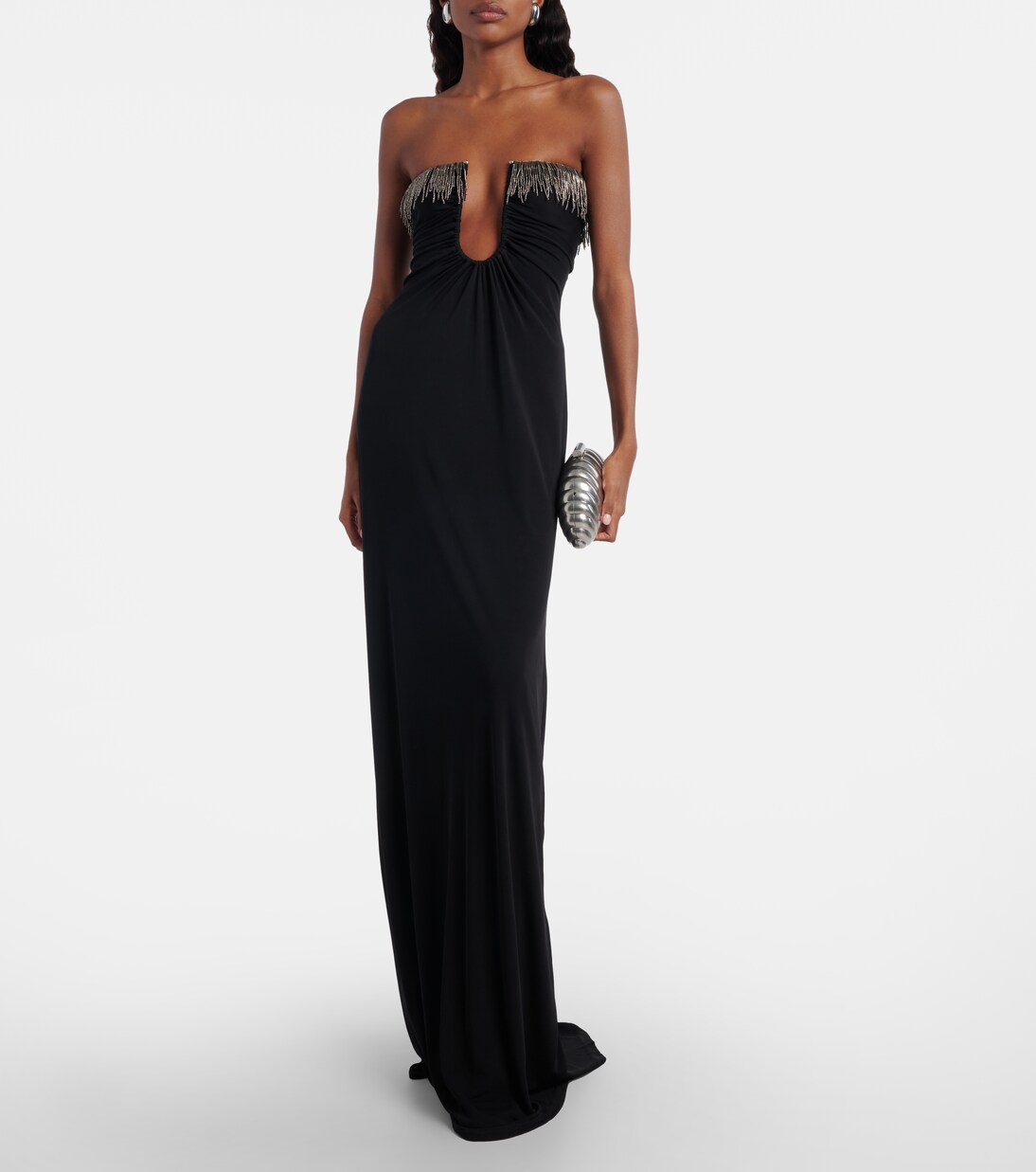 Robe longue Arced Palm à perles | Christopher Esber