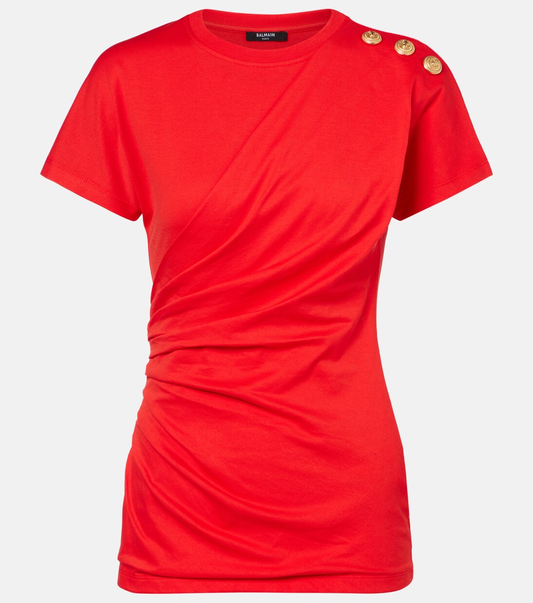 Draped cotton jersey T-shirt | Balmain