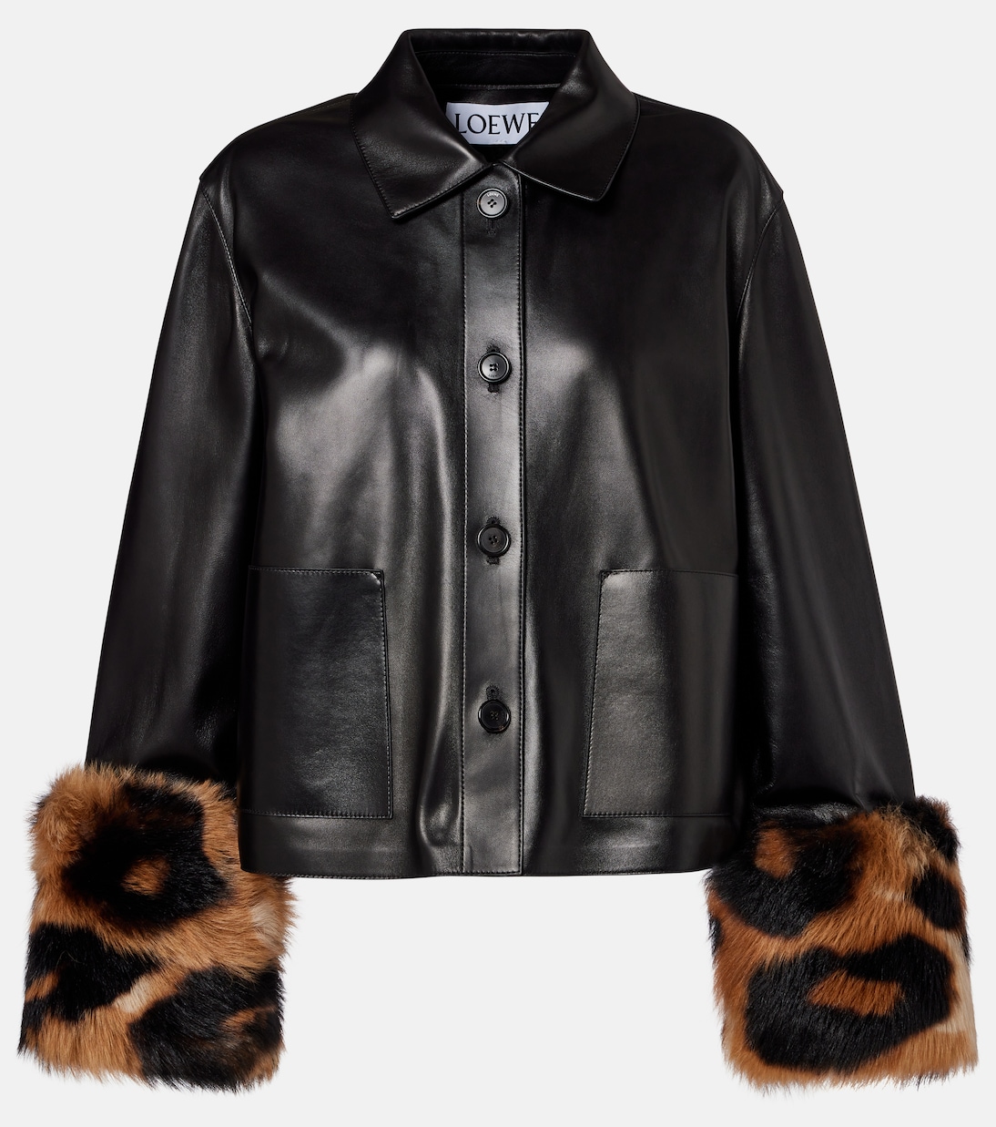 Shearling-trimmed leather jacket | Loewe