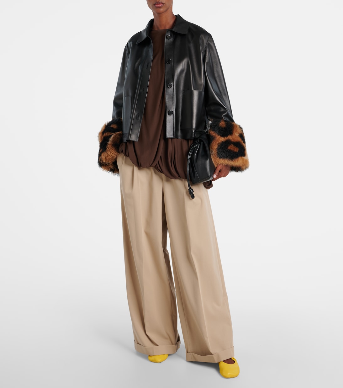 Shearling-trimmed leather jacket | Loewe