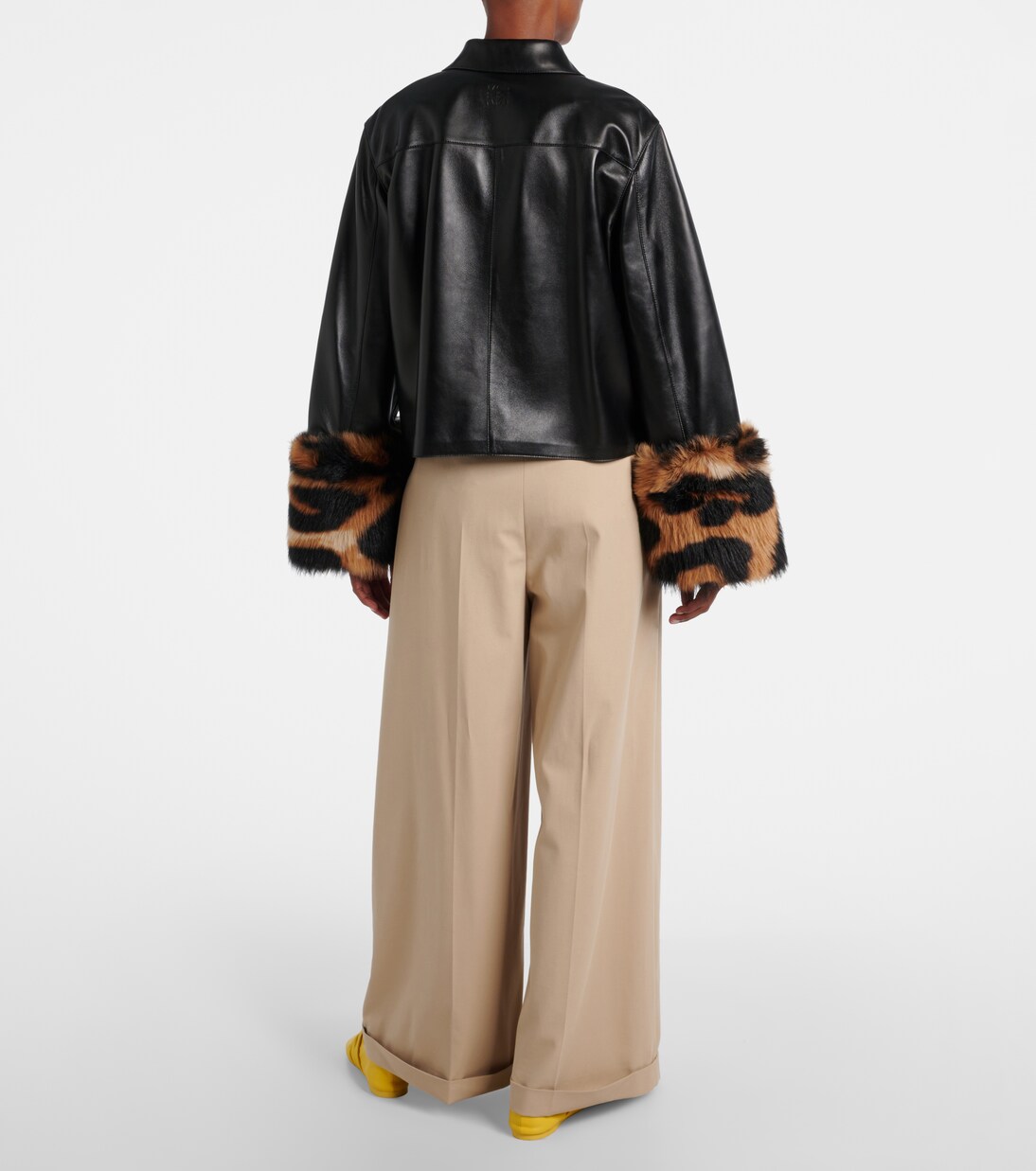 Shearling-trimmed leather jacket | Loewe