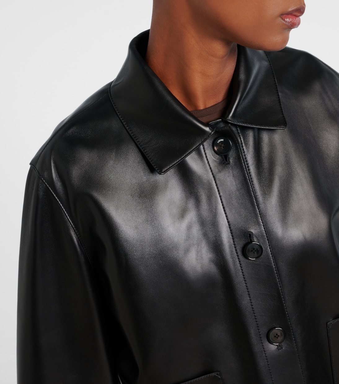 Shearling-trimmed leather jacket | Loewe