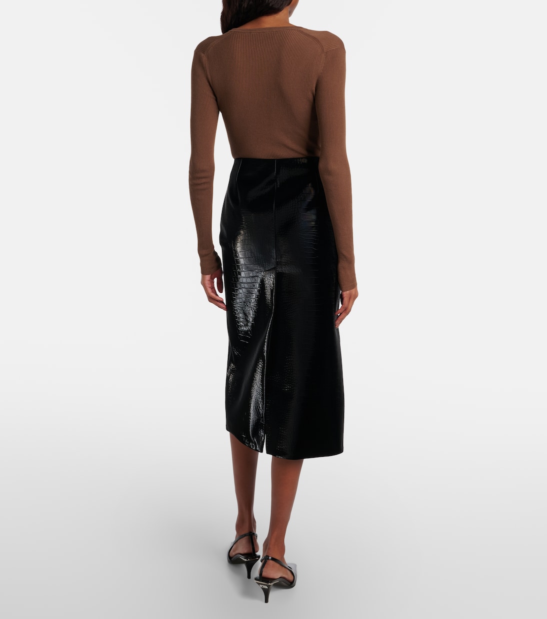 Croc-effect leather pencil skirt | Gucci