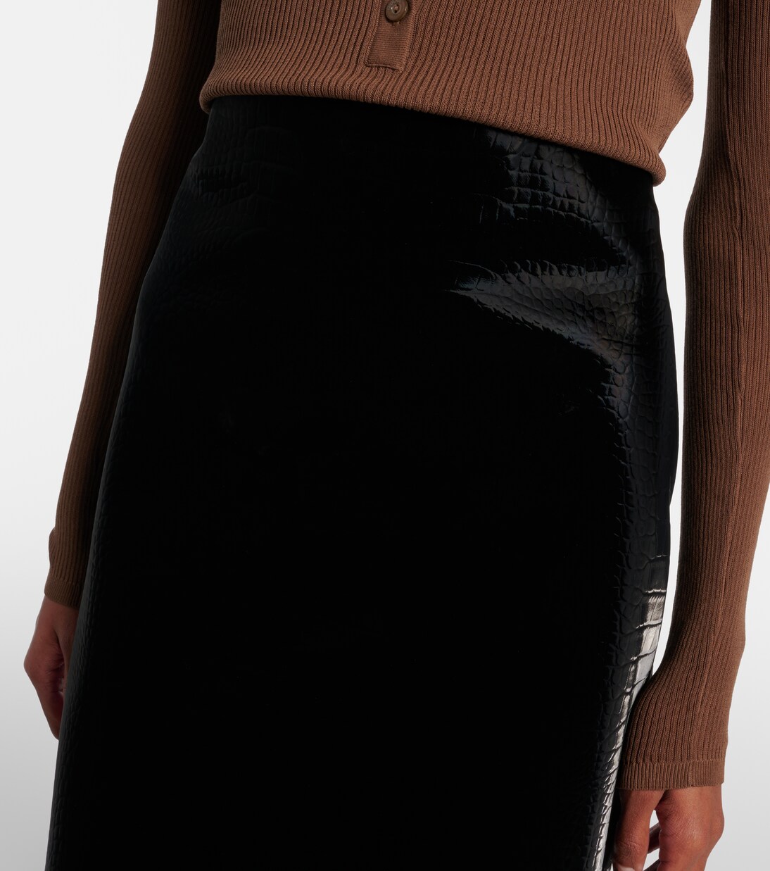 Croc-effect leather pencil skirt | Gucci