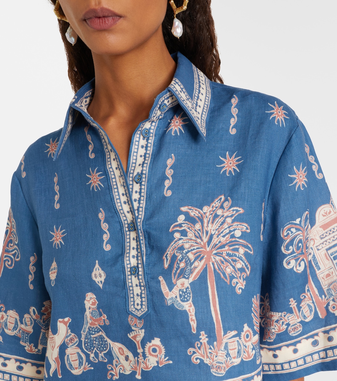 Acacia printed cropped linen shirt | Alémais