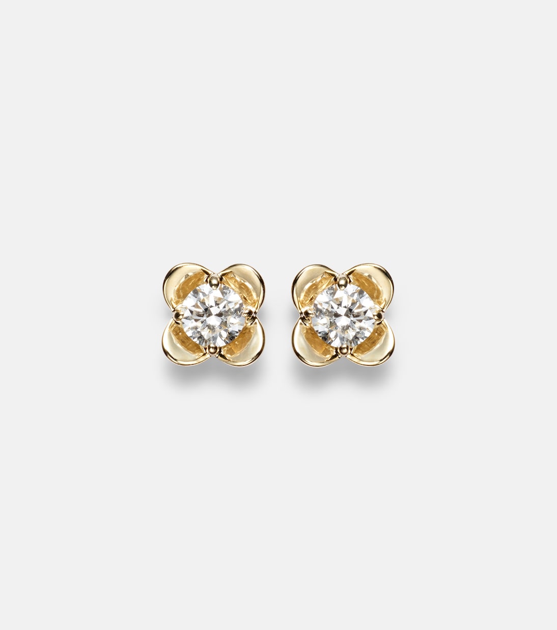 Ohrringe Clover Mini aus 14kt Gelbgold (585/1000) mit Diamanten | Stone and Strand
