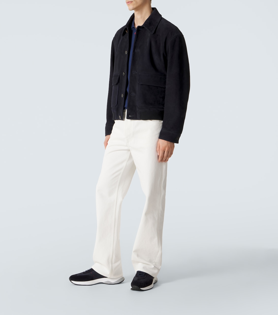 حذاء سنيكرز مقلّم بالجلد السويدي | Kiton