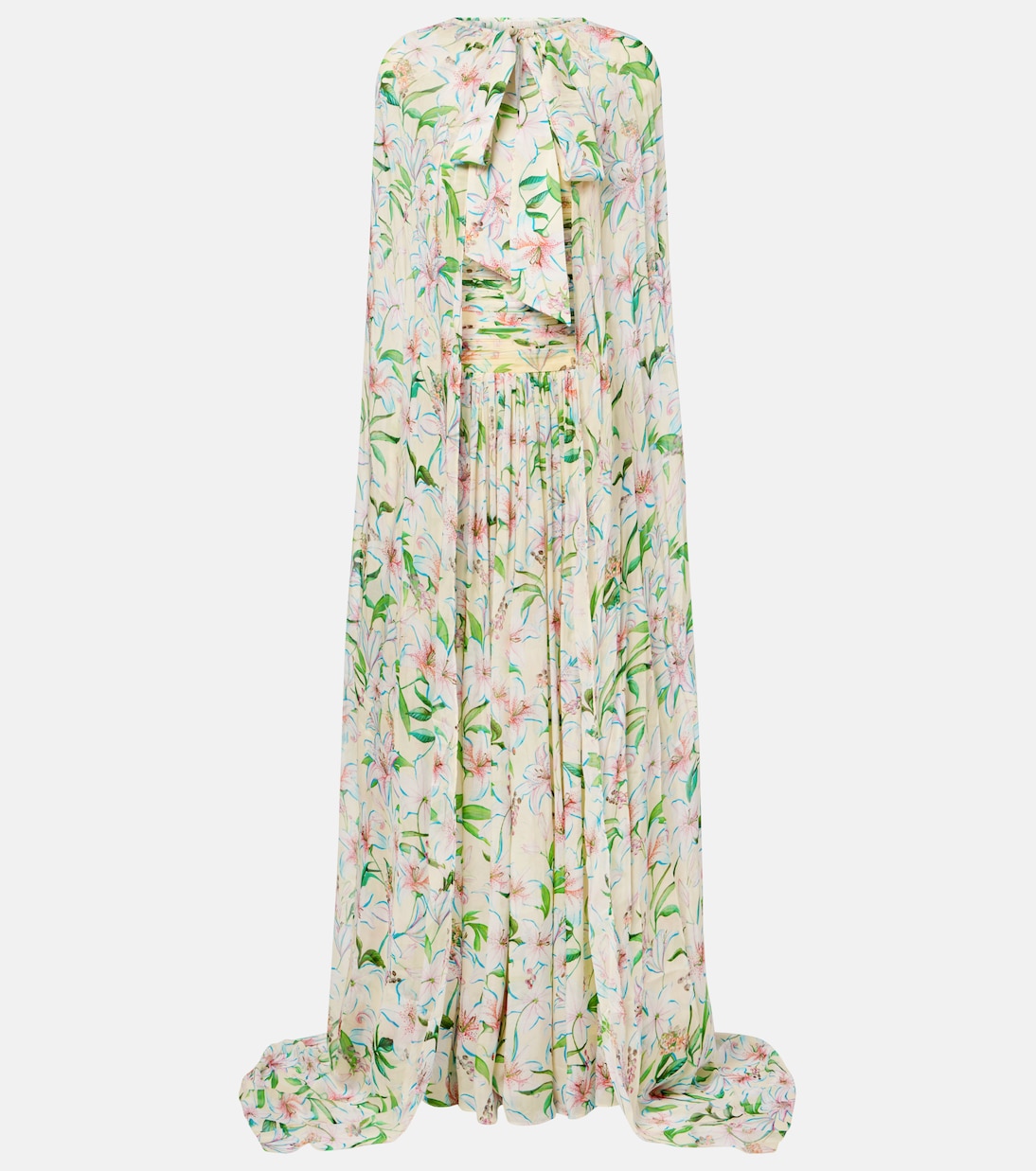 Draped floral caped gown | Là Fuori