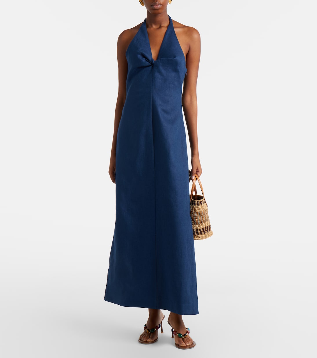 Caela halterneck linen maxi dress | SIR