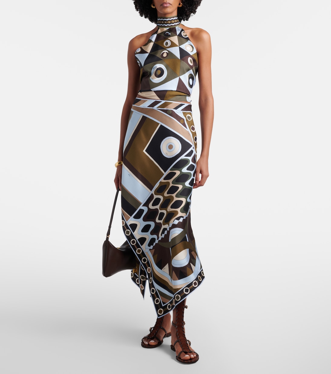 Gonna midi Vivara asimmetrica in twill di seta | Pucci