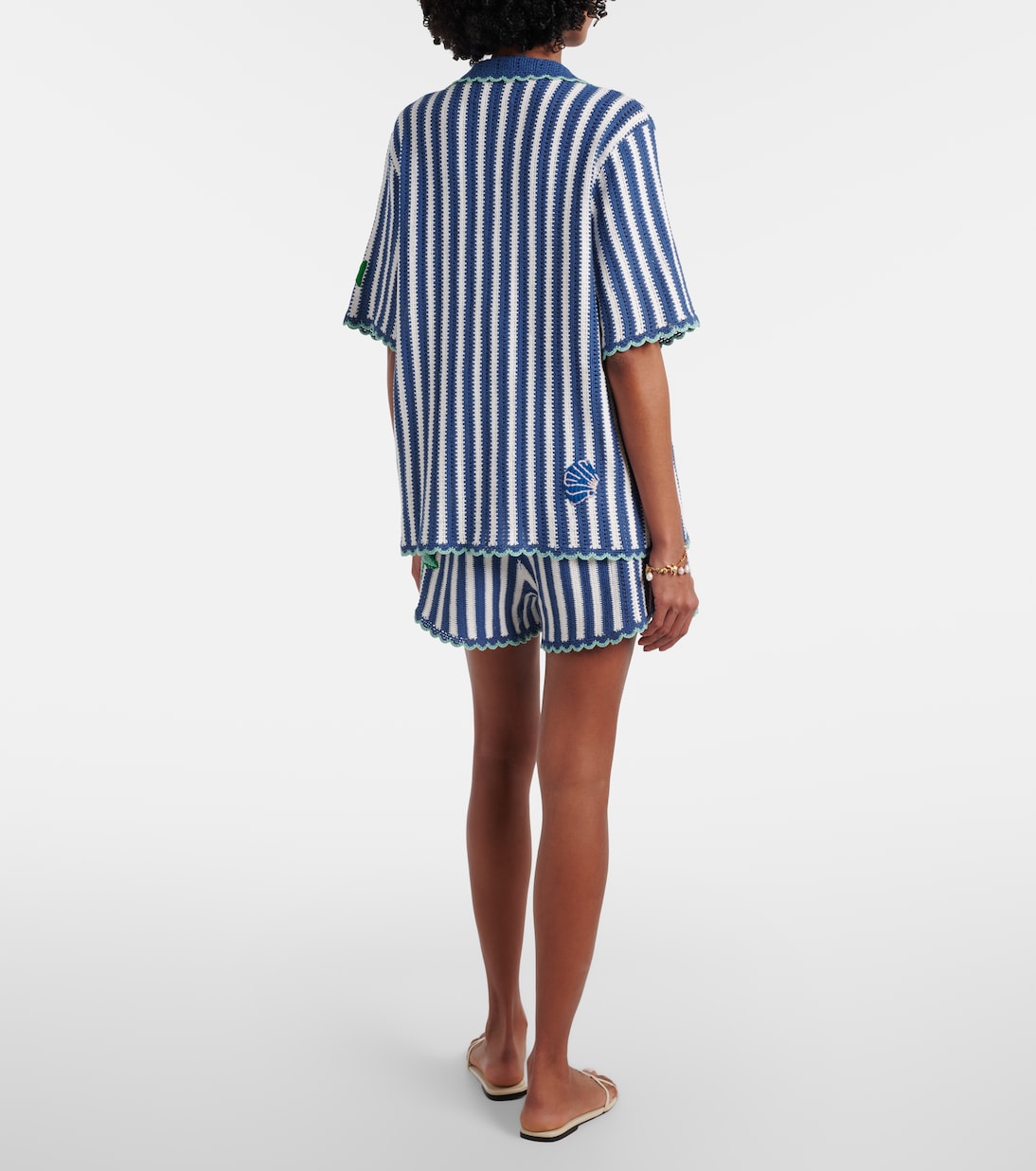 Crochet striped cotton shorts | Alémais