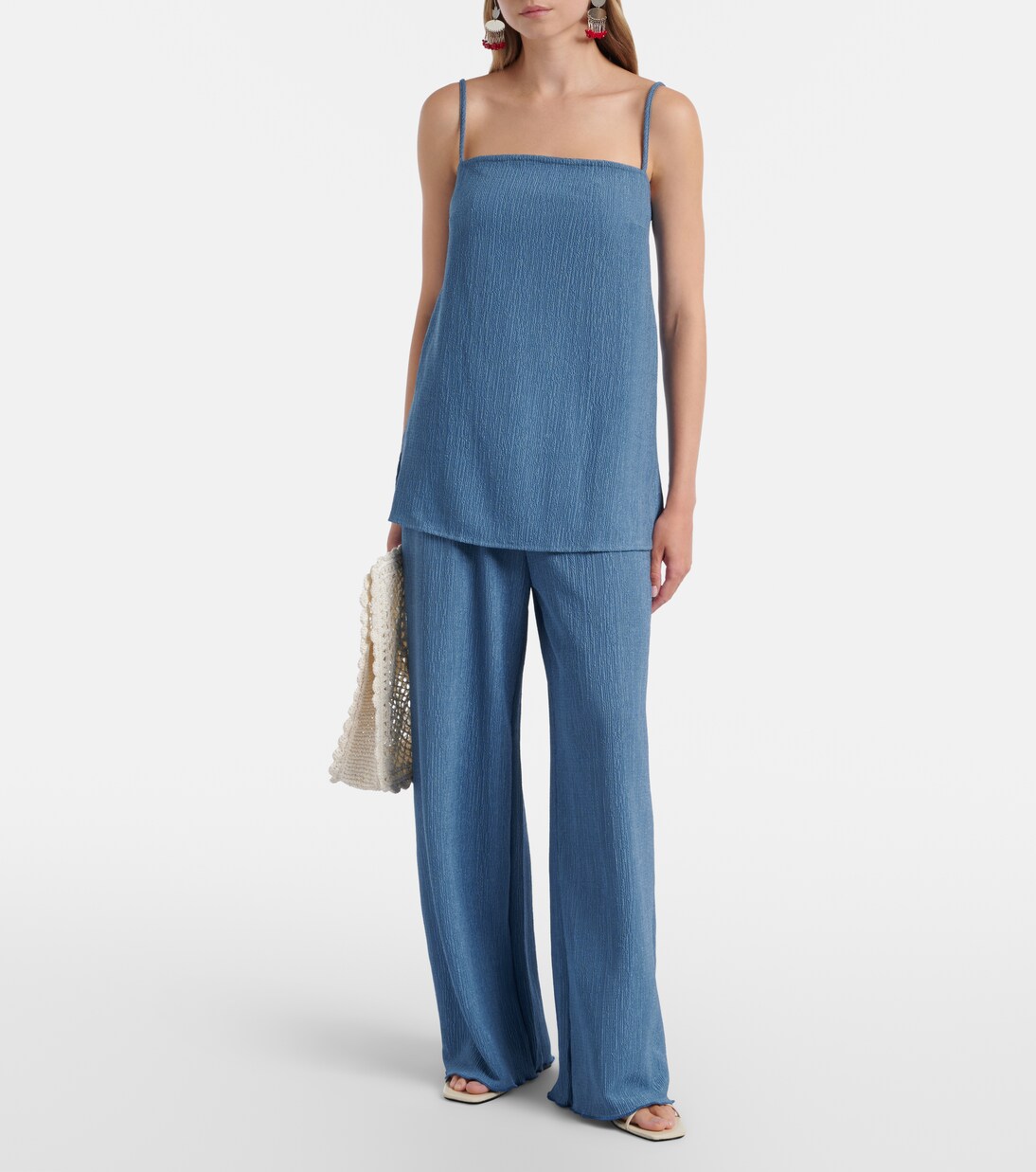 Mika seersucker wide-leg pants | Jade Swim