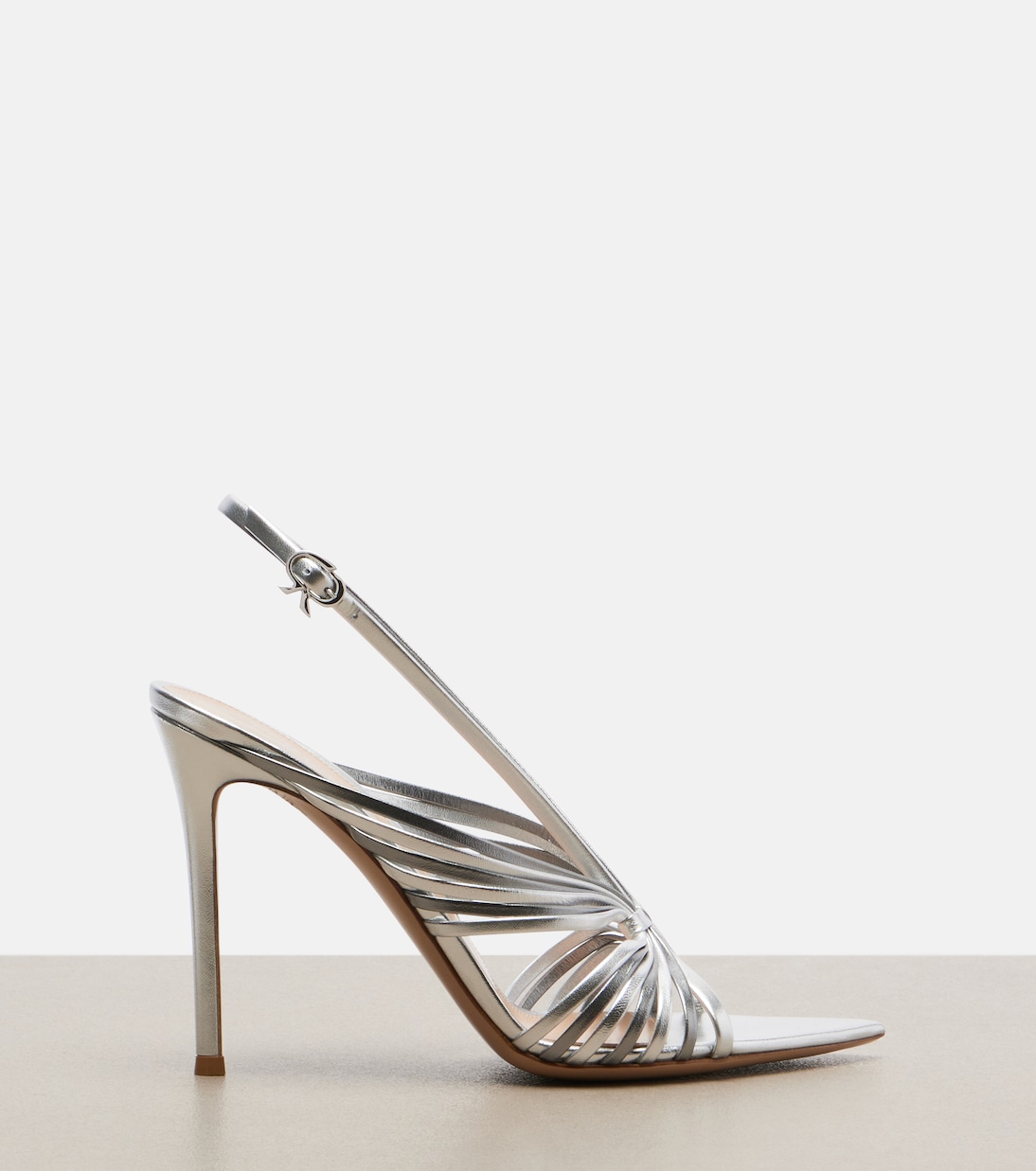 Metallic leather slingback sandals | Gianvito Rossi