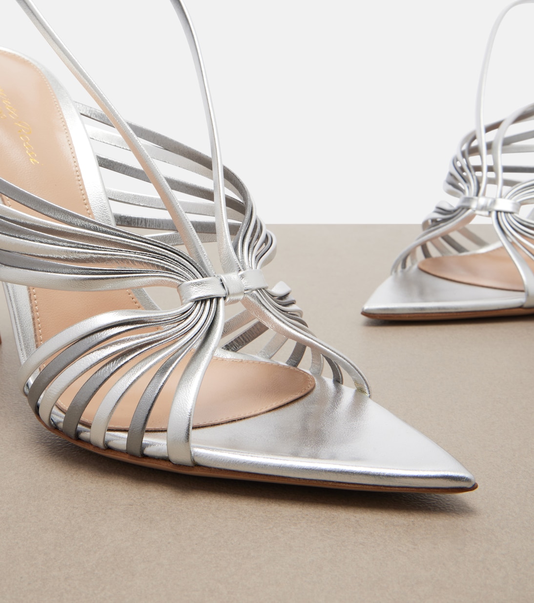 Metallic leather slingback sandals | Gianvito Rossi
