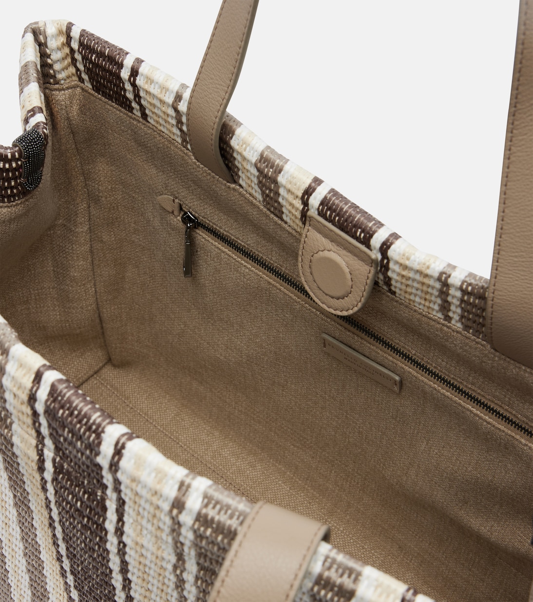 Monili Medium striped raffia tote bag | Brunello Cucinelli
