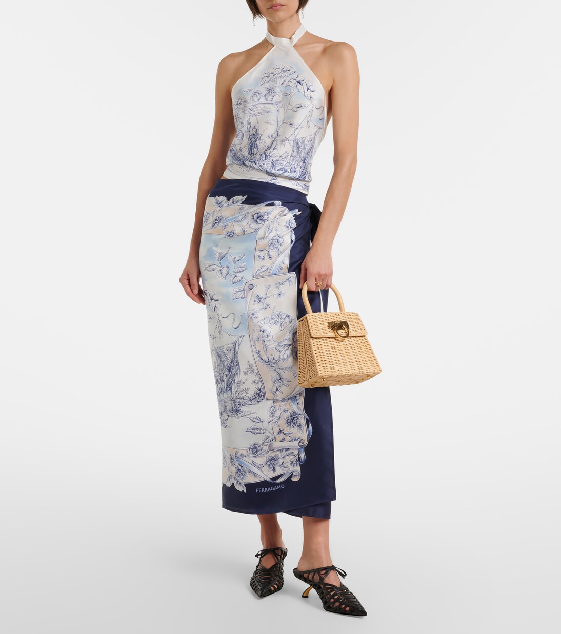 Small wicker top-handle bag | Ferragamo
