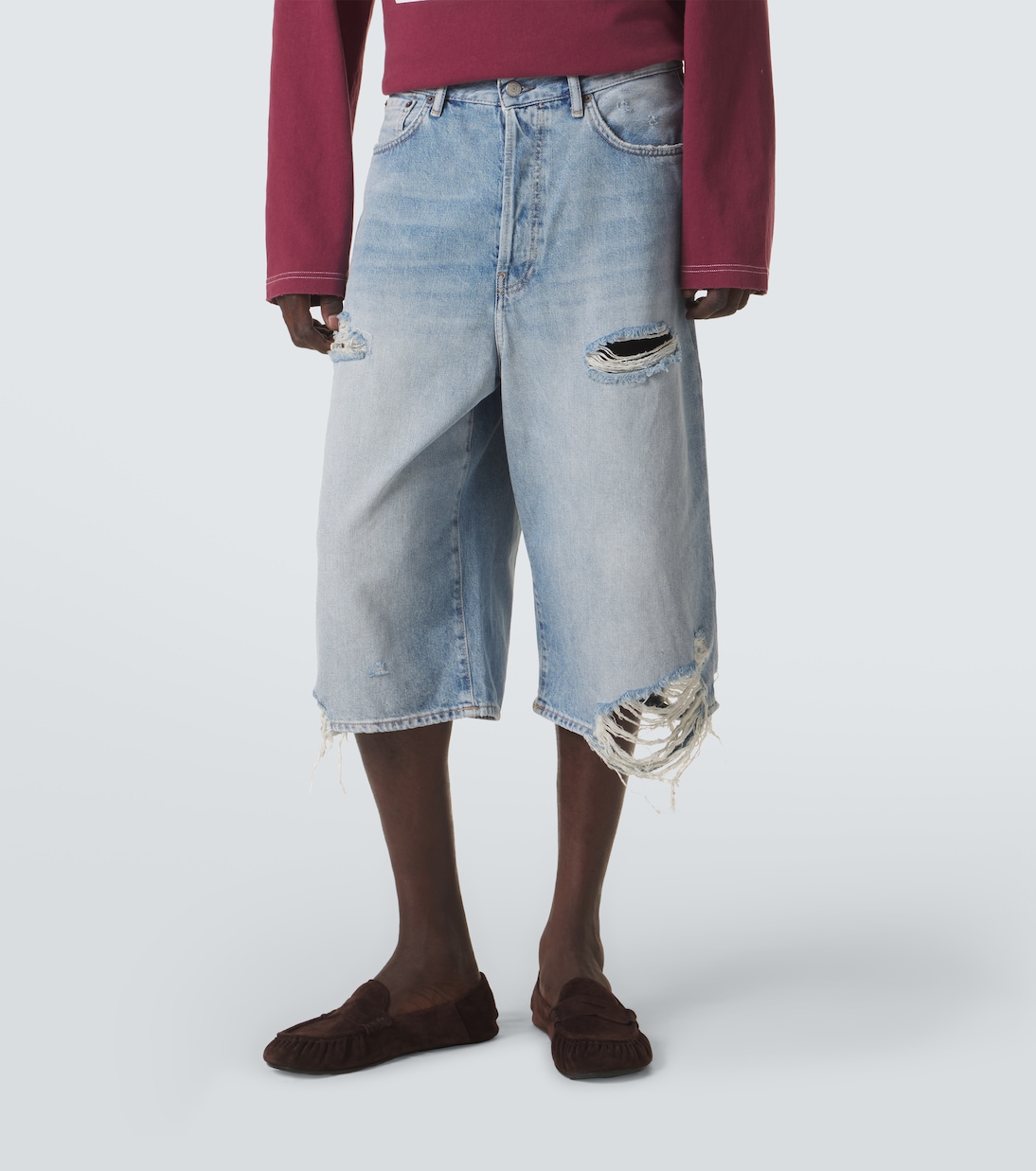 Distressed denim Bermuda shorts | Acne Studios