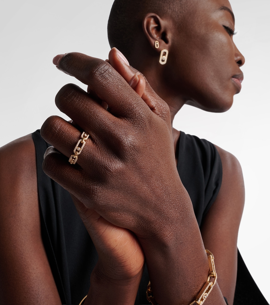 Move Link 18kt gold ring with diamonds | Messika