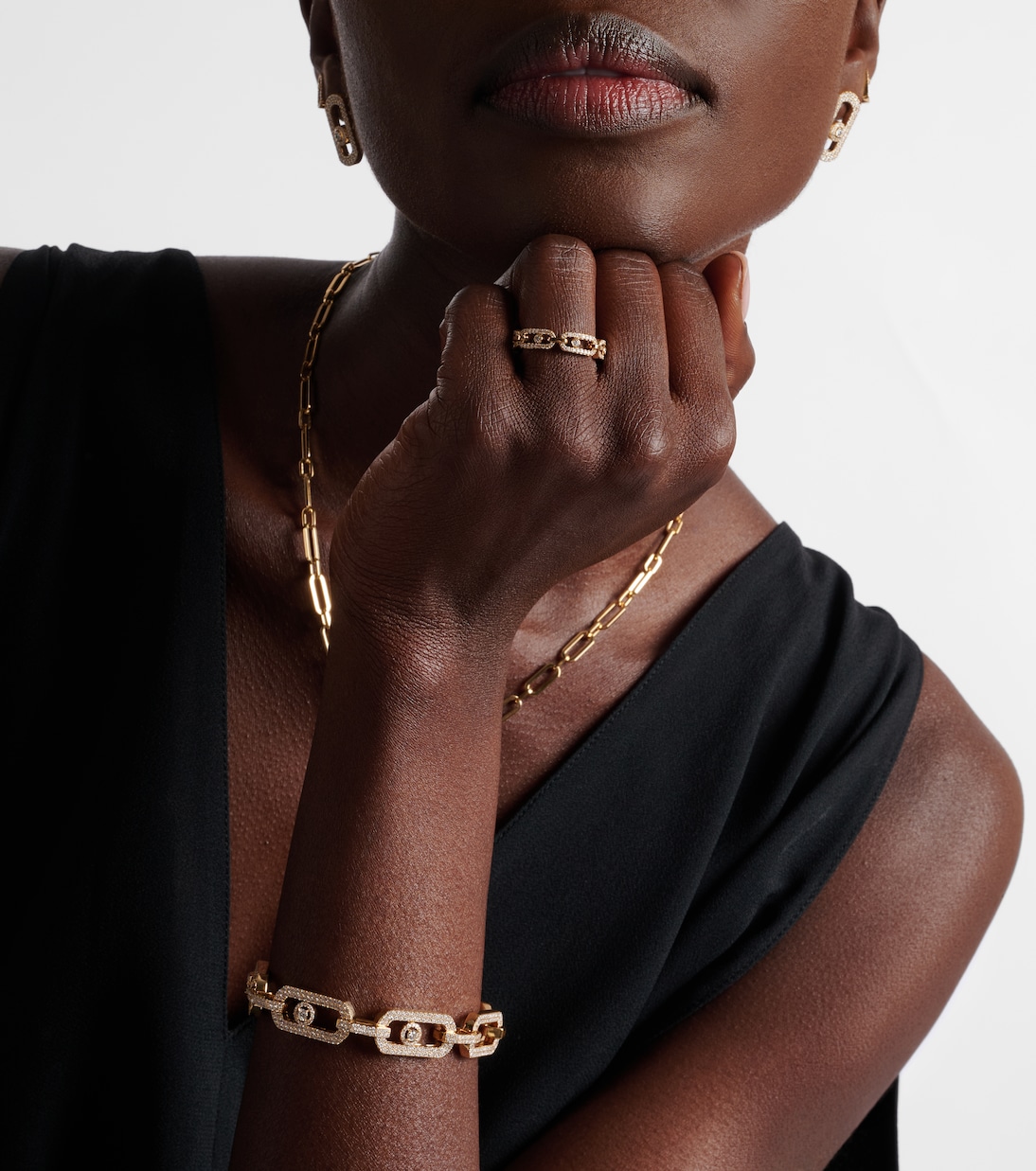 Move Link 18kt gold ring with diamonds | Messika