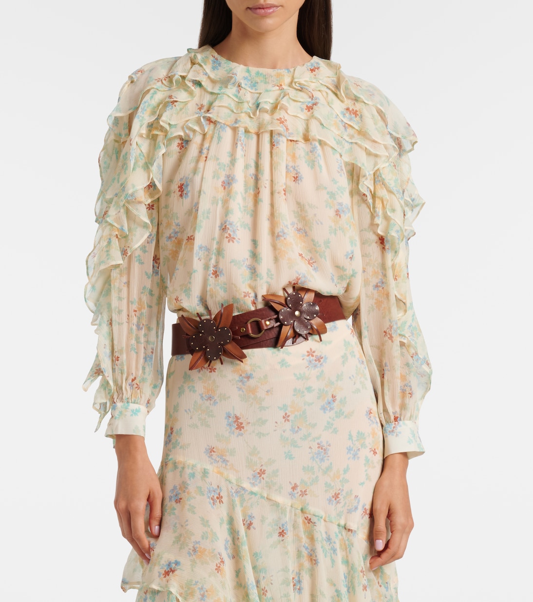 Willow ruffled floral silk blouse | Ulla Johnson