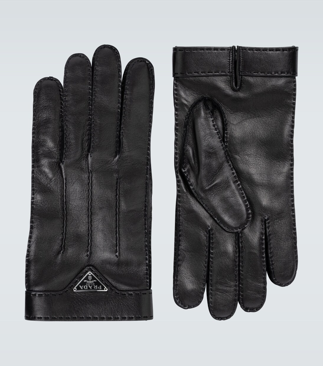 Leather gloves with logo | Prada