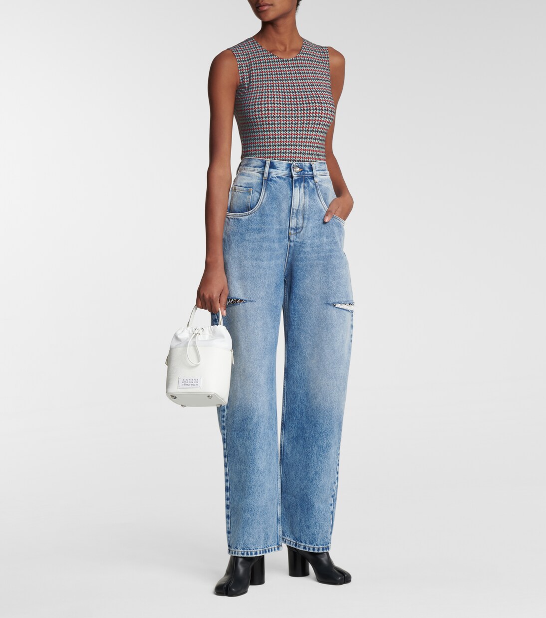 Houndstooth stretch-jersey bodysuit | Maison Margiela