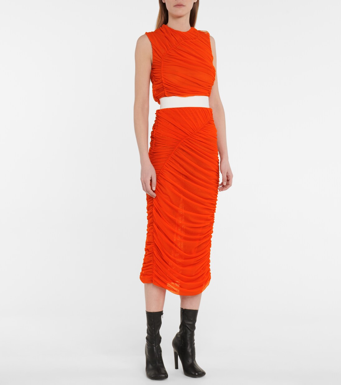 Ruched mesh midi skirt | Dries Van Noten