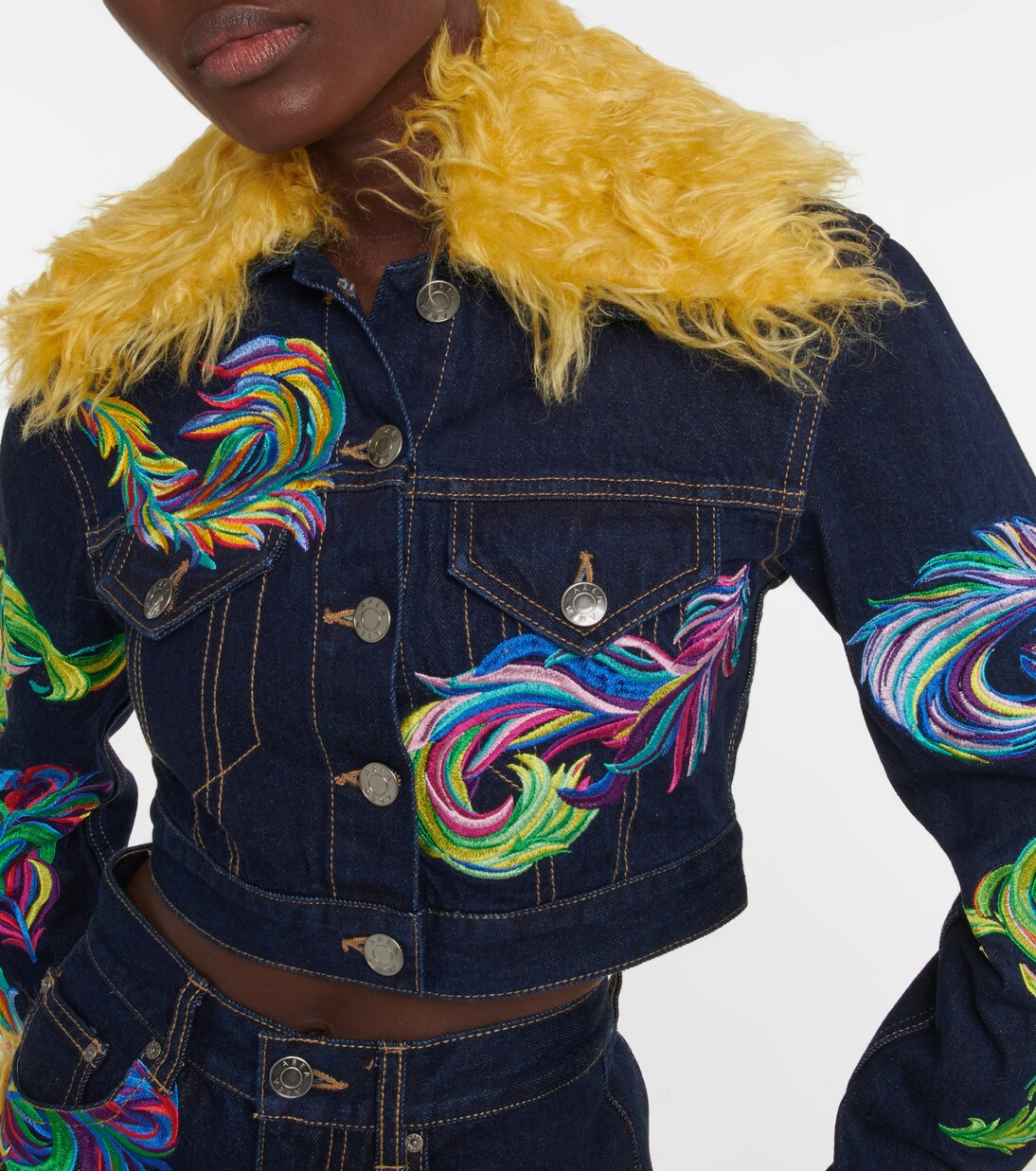 Bestickte Cropped-Jeansjacke | Area