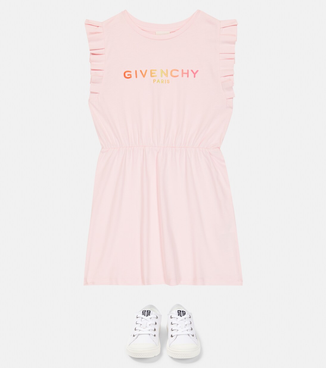 Ruffle-trimmed cotton dress | Givenchy Kids