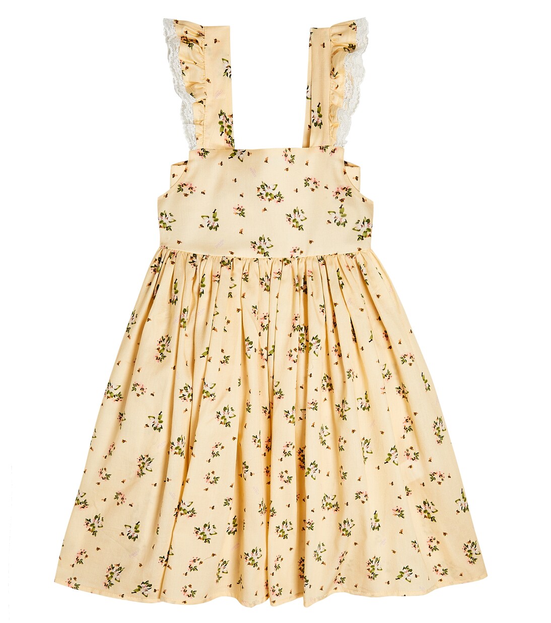 Printed lace-trimmed cotton dress | Paade Mode