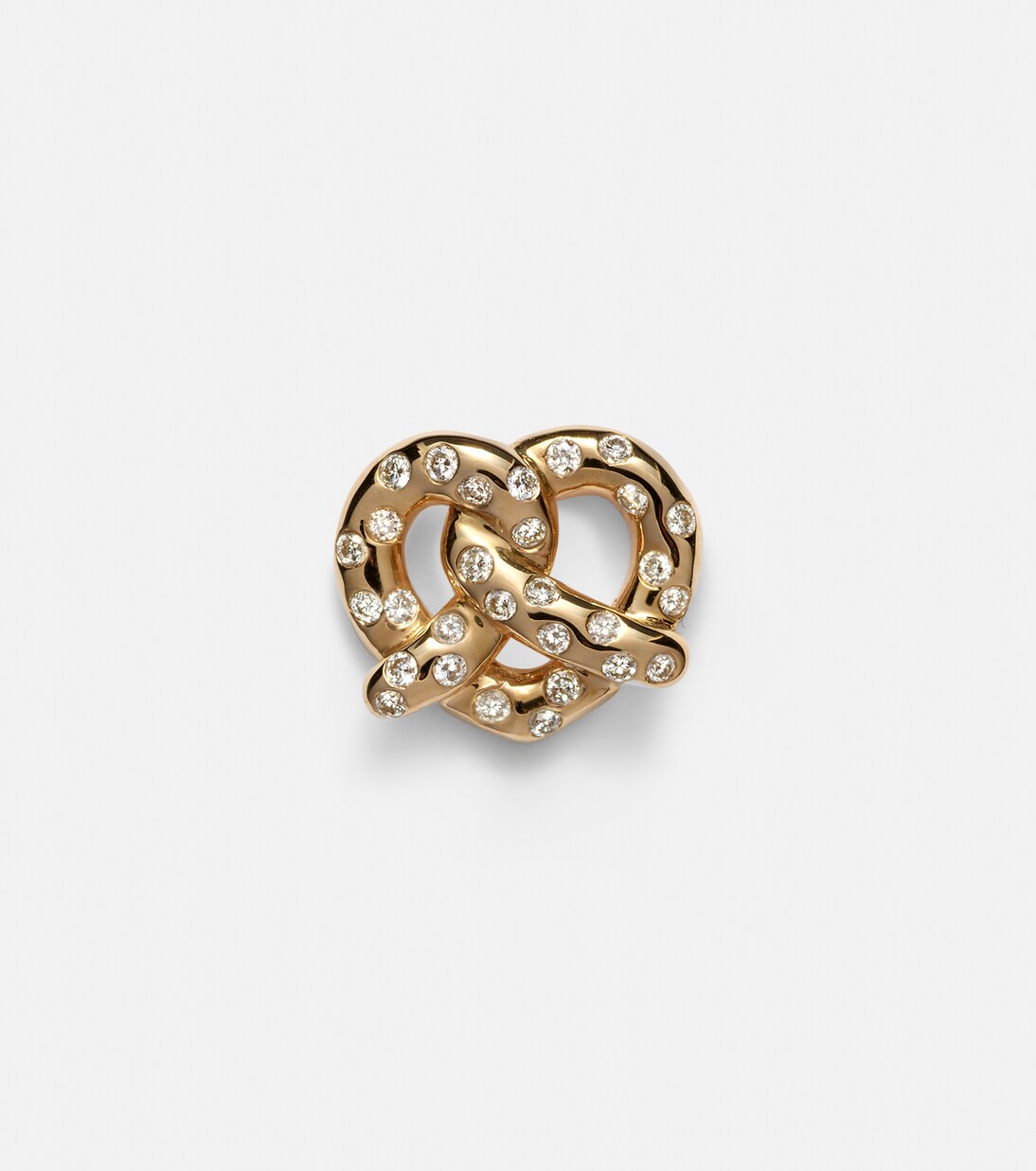 Pretzel 14kt gold single stud earring with diamonds | Sydney Evan