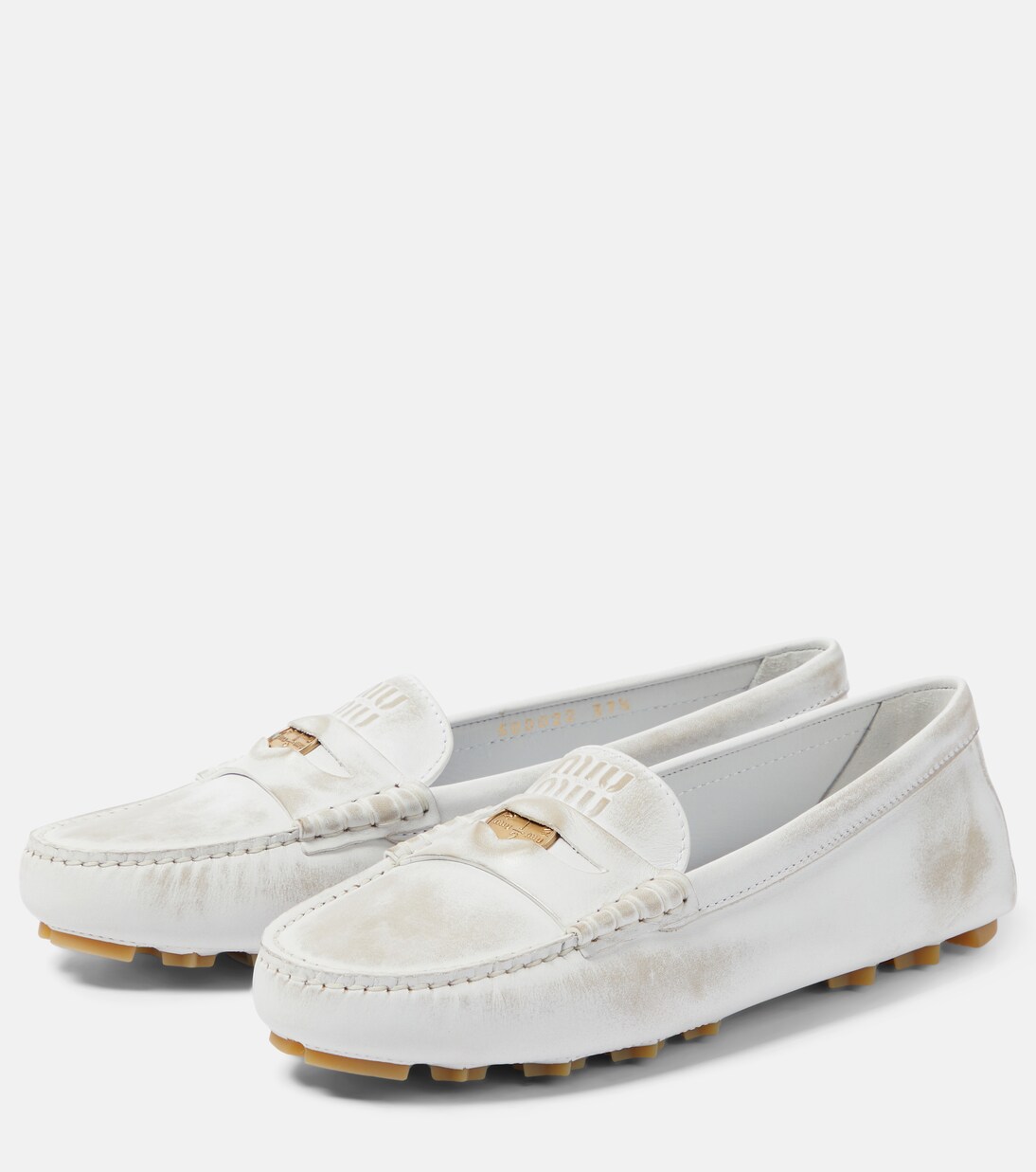 Distressed suede penny loafers | Miu Miu