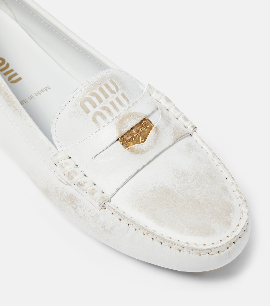 Distressed suede penny loafers | Miu Miu