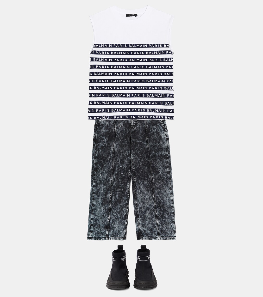 Striped cotton top  | Balmain Kids