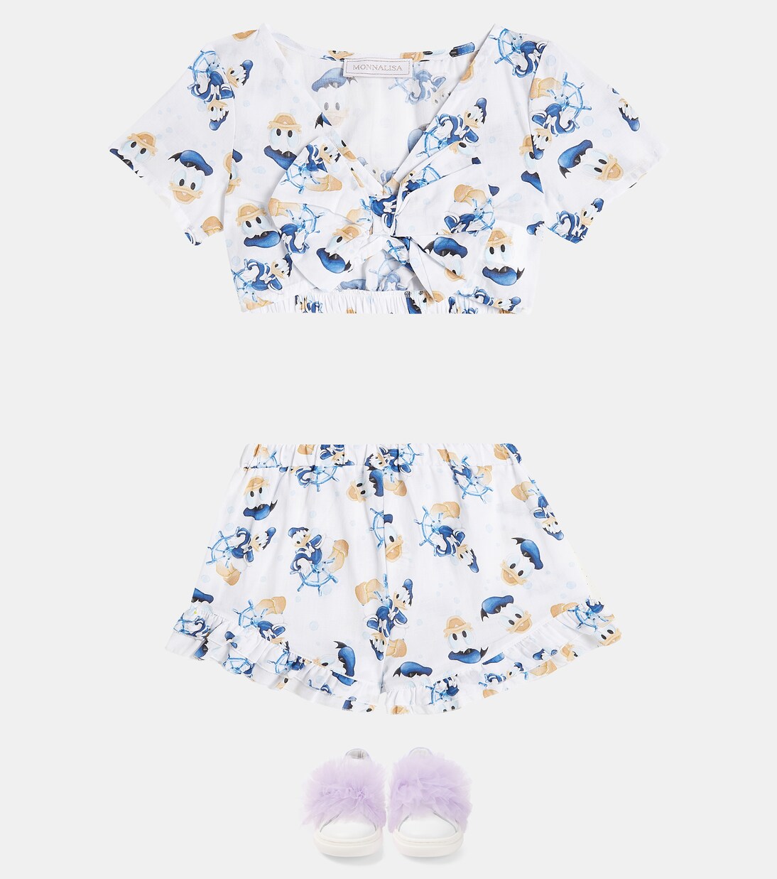 Appliqué leather and tulle sneakers | Monnalisa