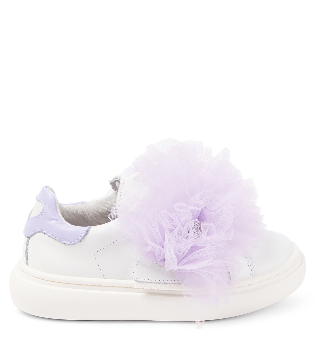 Appliqué leather and tulle sneakers | Monnalisa