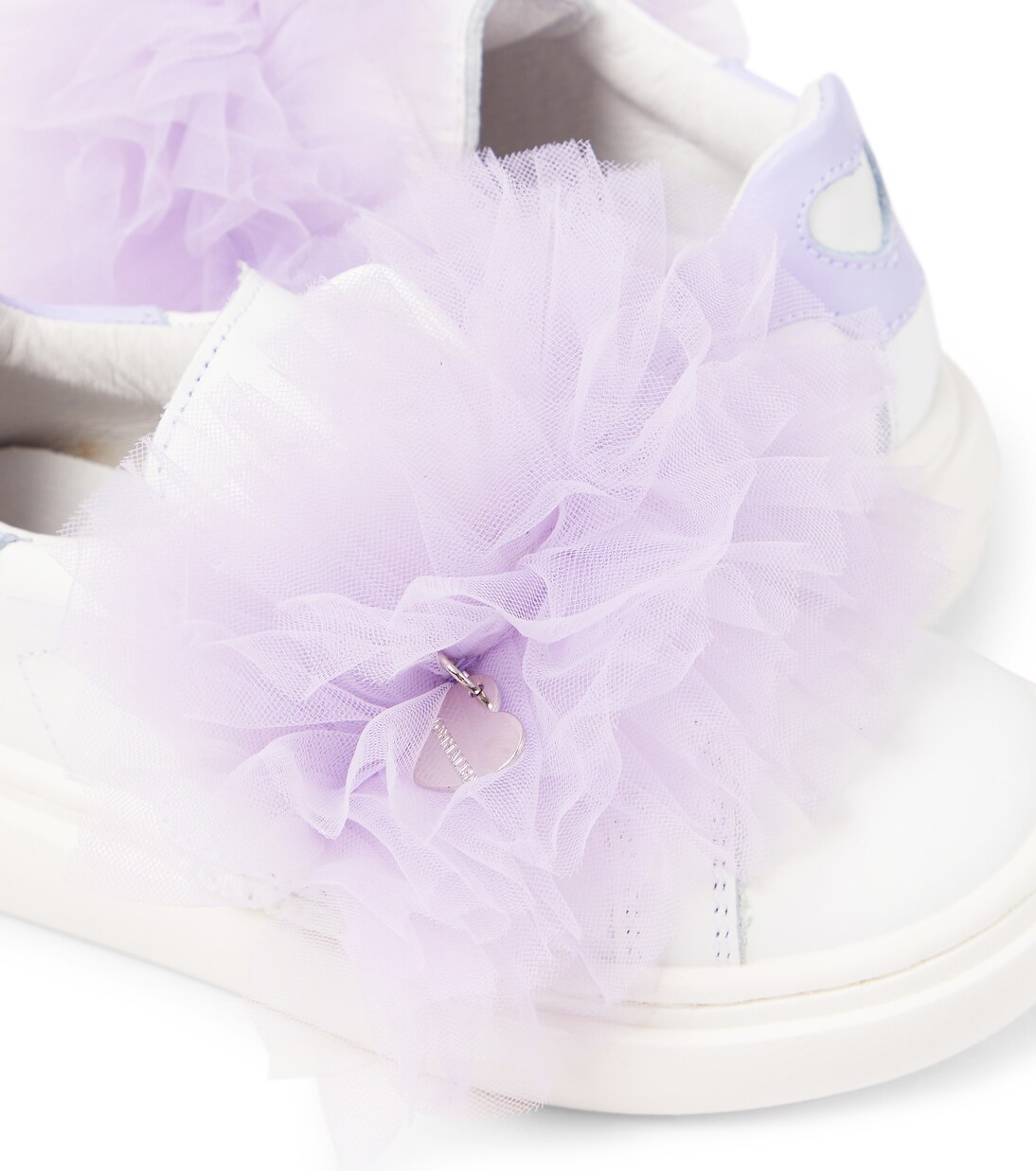 Appliqué leather and tulle sneakers | Monnalisa