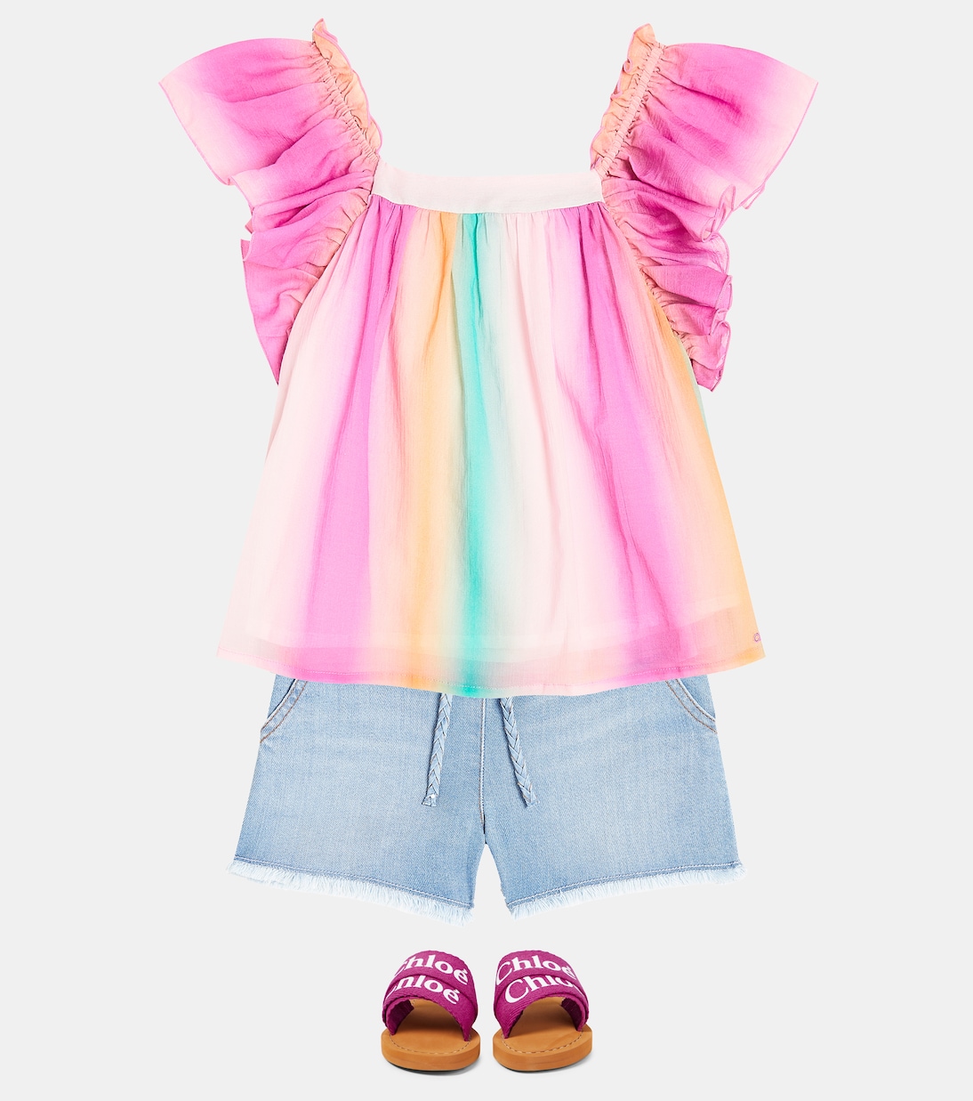Ruffled cotton top  | Chloé Kids