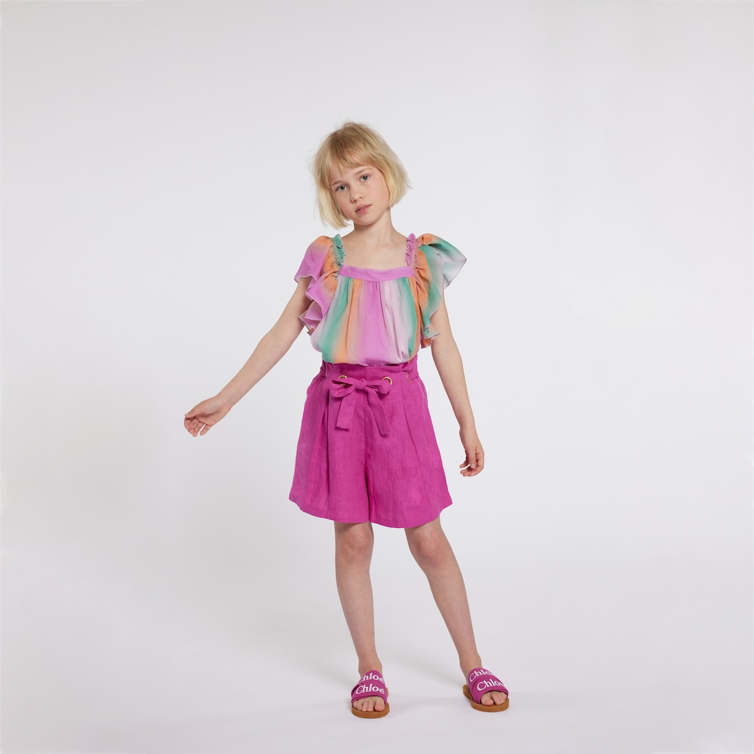 Ruffled cotton top  | Chloé Kids