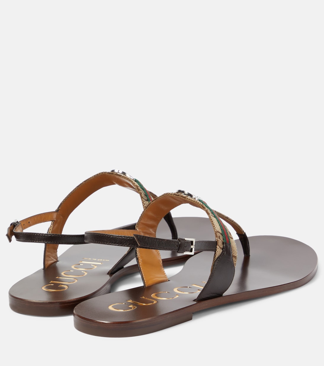 Leather-trimmed thong sandals | Gucci