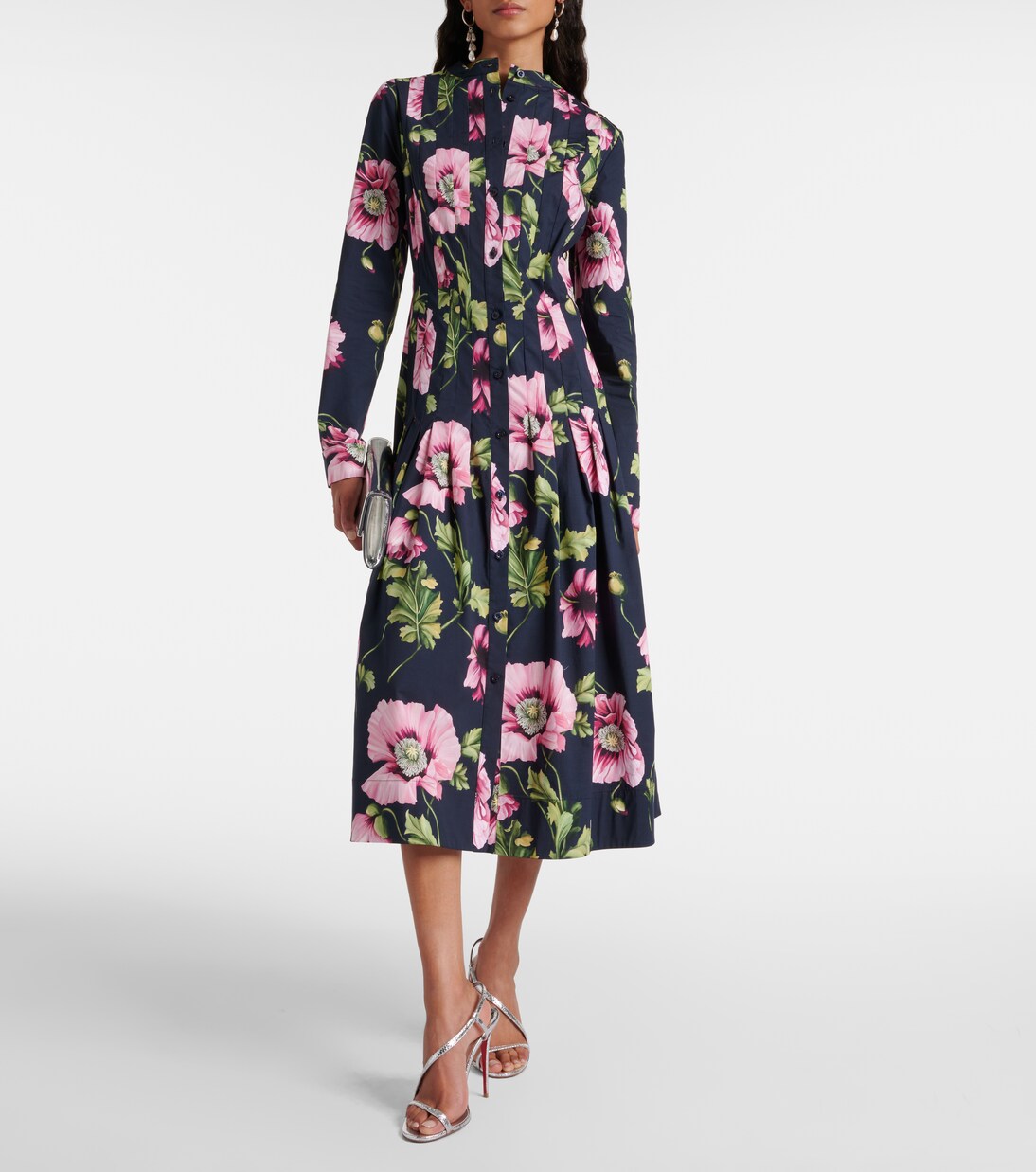 Floral cotton-blend midi dress | Oscar de la Renta