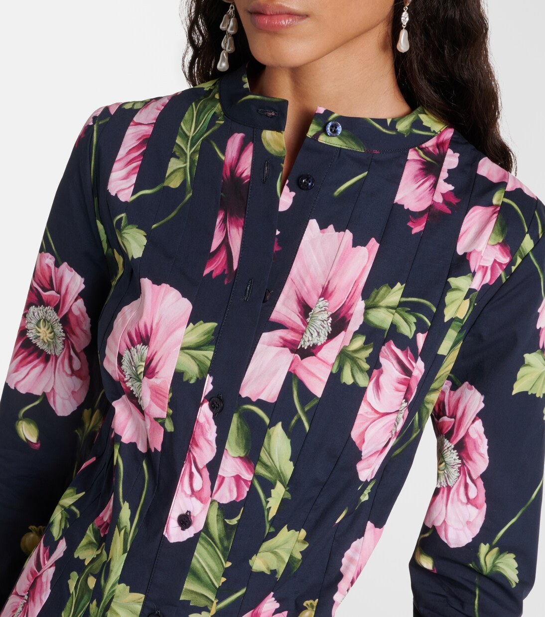 Floral cotton-blend midi dress | Oscar de la Renta