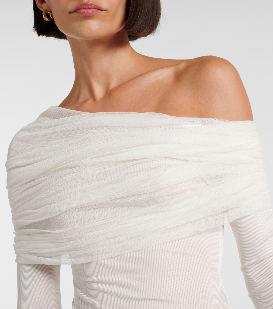 Sonora Veiled off-shoulder top | Christopher Esber