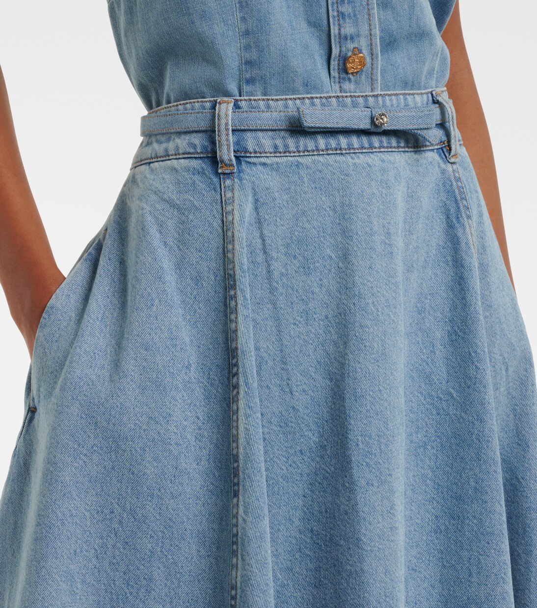 Falda midi Crush Denim Full flared | Zimmermann