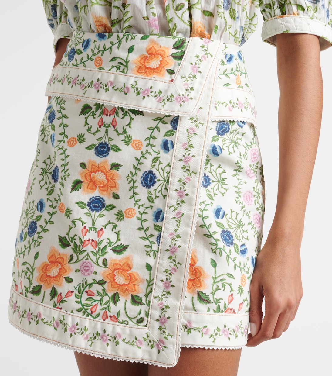 Minirock Folk Floral aus Baumwolle | Farm Rio