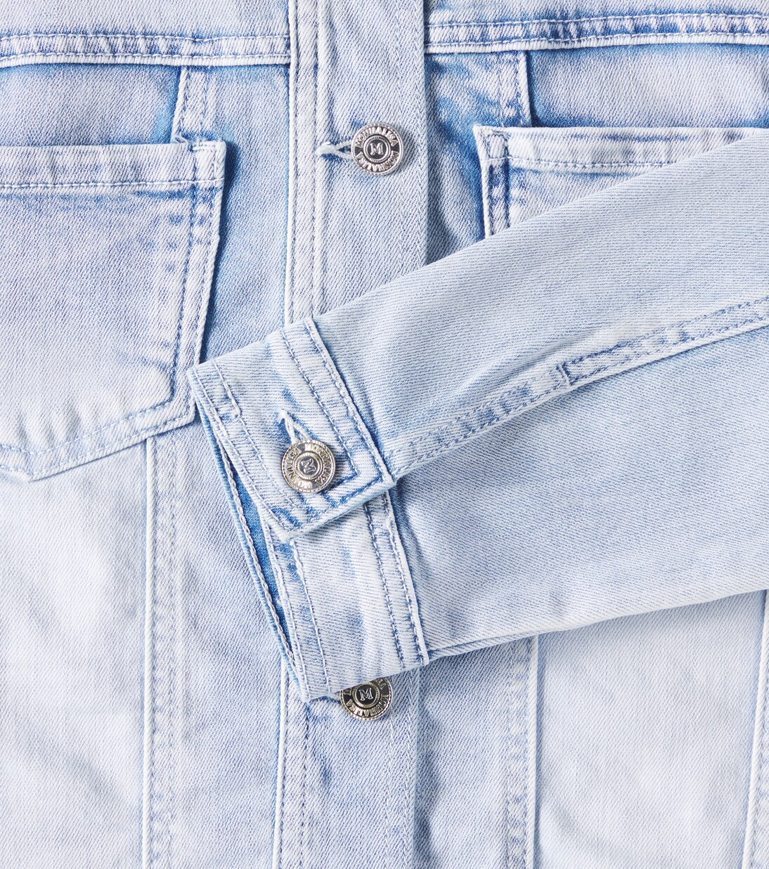 Distressed patch-appliqué denim jacket | Monnalisa