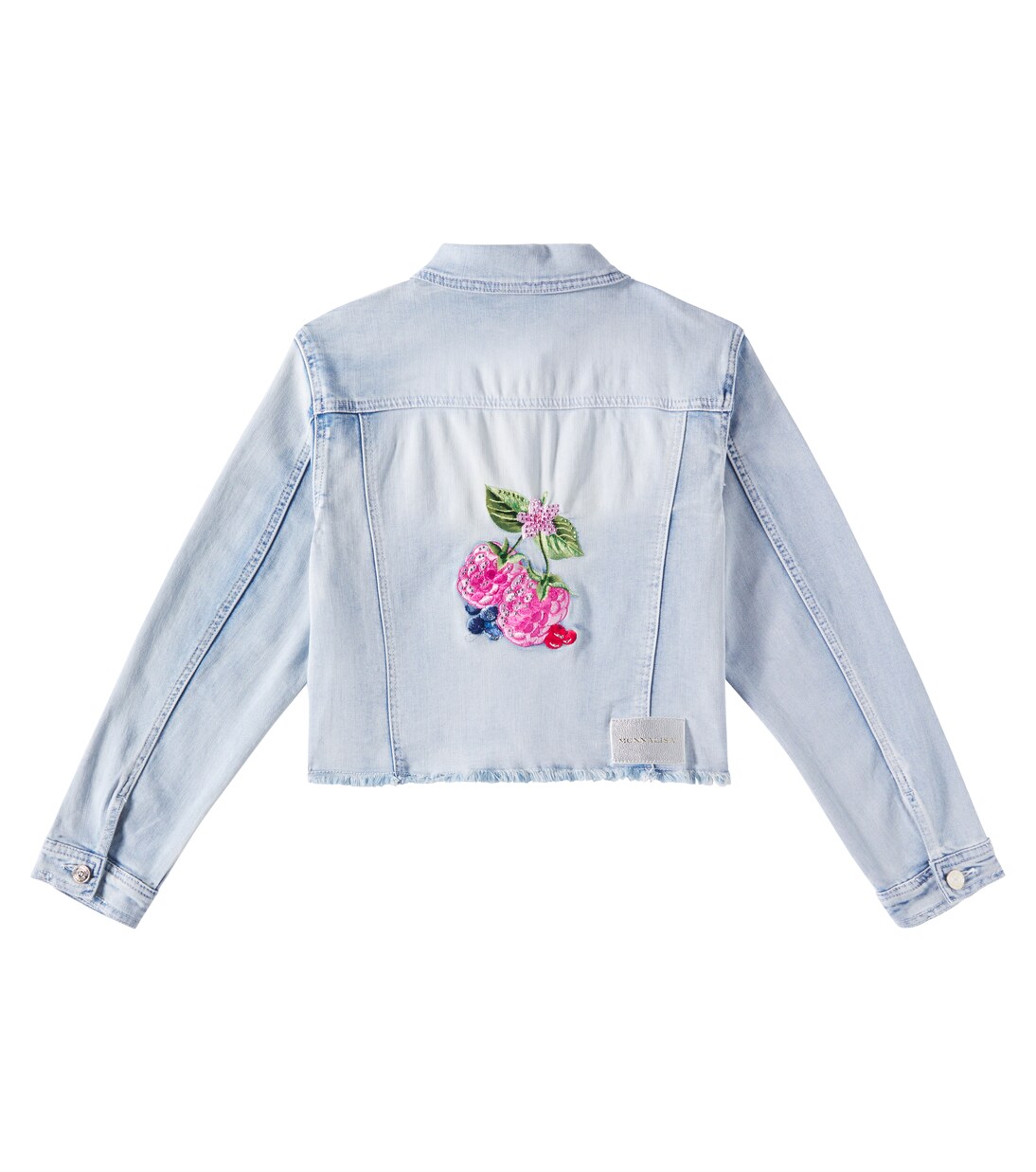 Distressed patch-appliqué denim jacket | Monnalisa